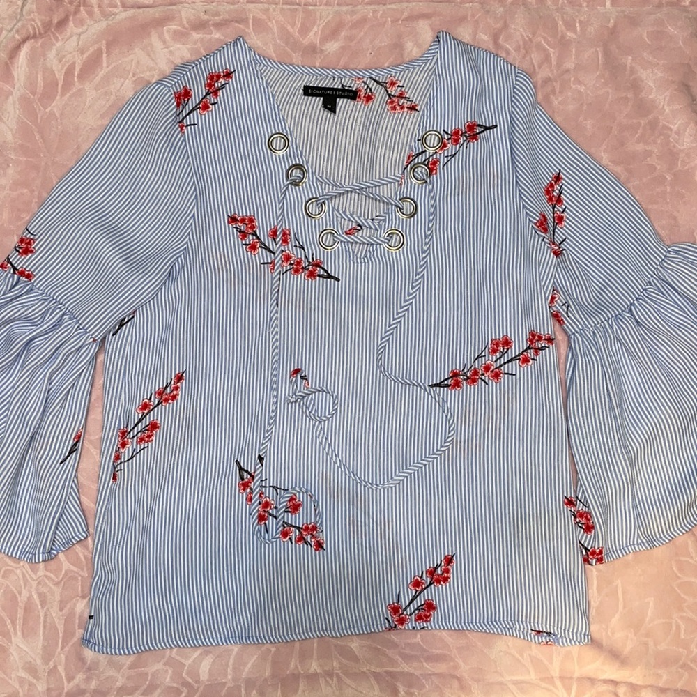 Floral and Striped Blouse